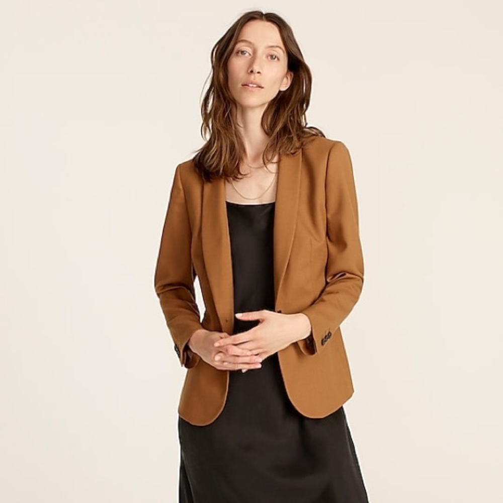 J.Crew Parke Blazer in Wool Flannel Hthr Camel